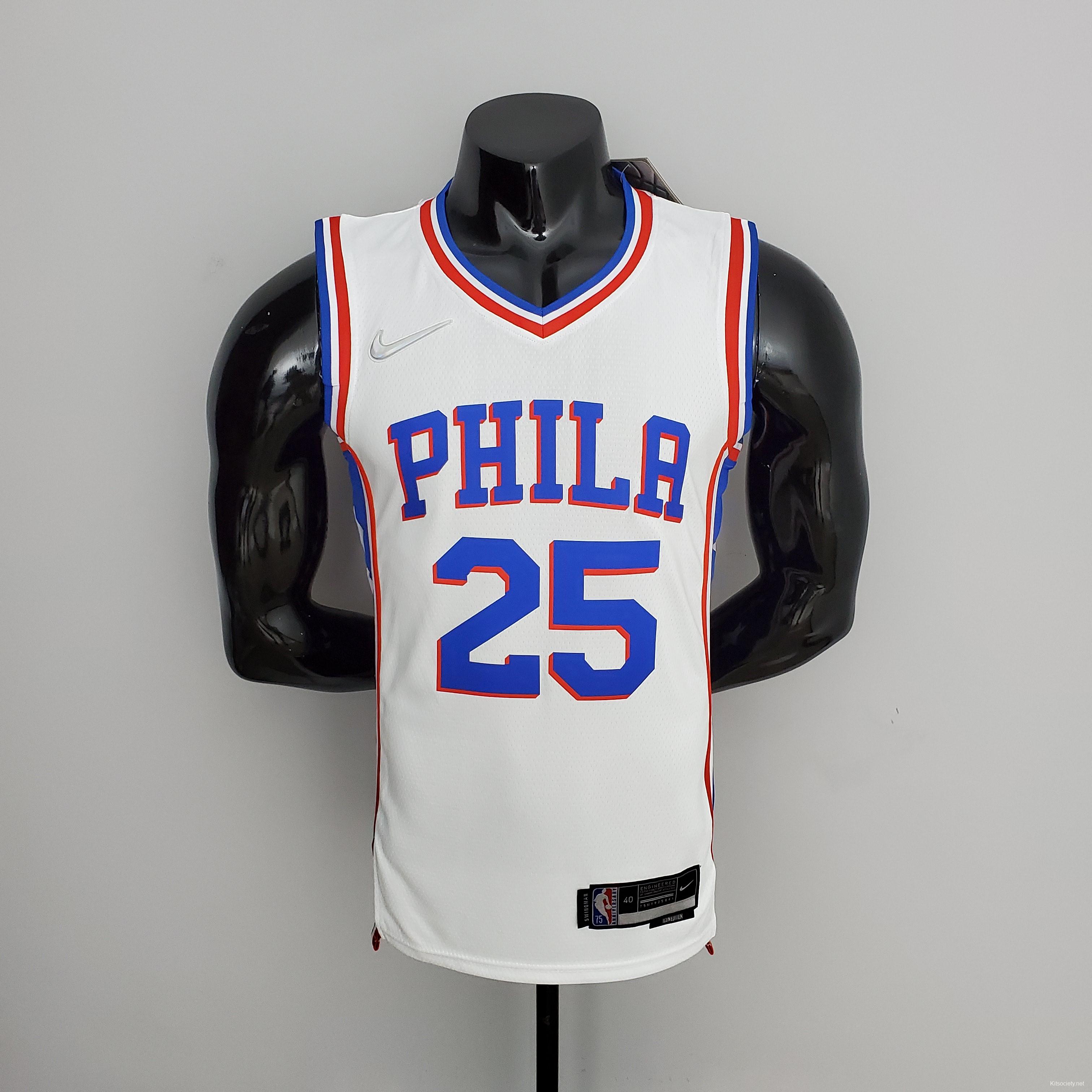 75th Anniversary Philadelphia 76ers SIMMONS#25 Blue NBA Jersey - Kitsociety