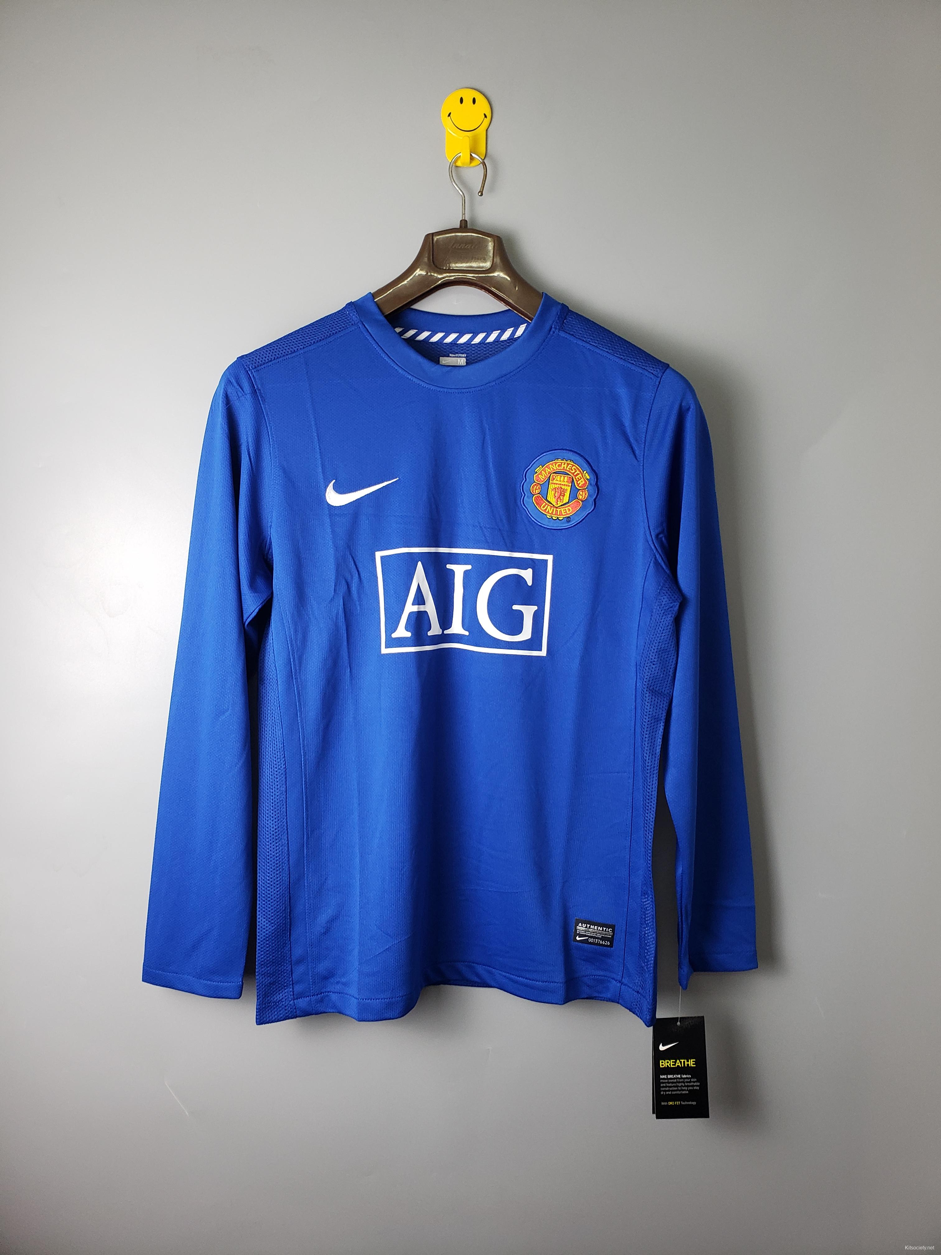 2008-2009 manchester united retro aig long sleeve third soccer jersey shirt  for sale in uk