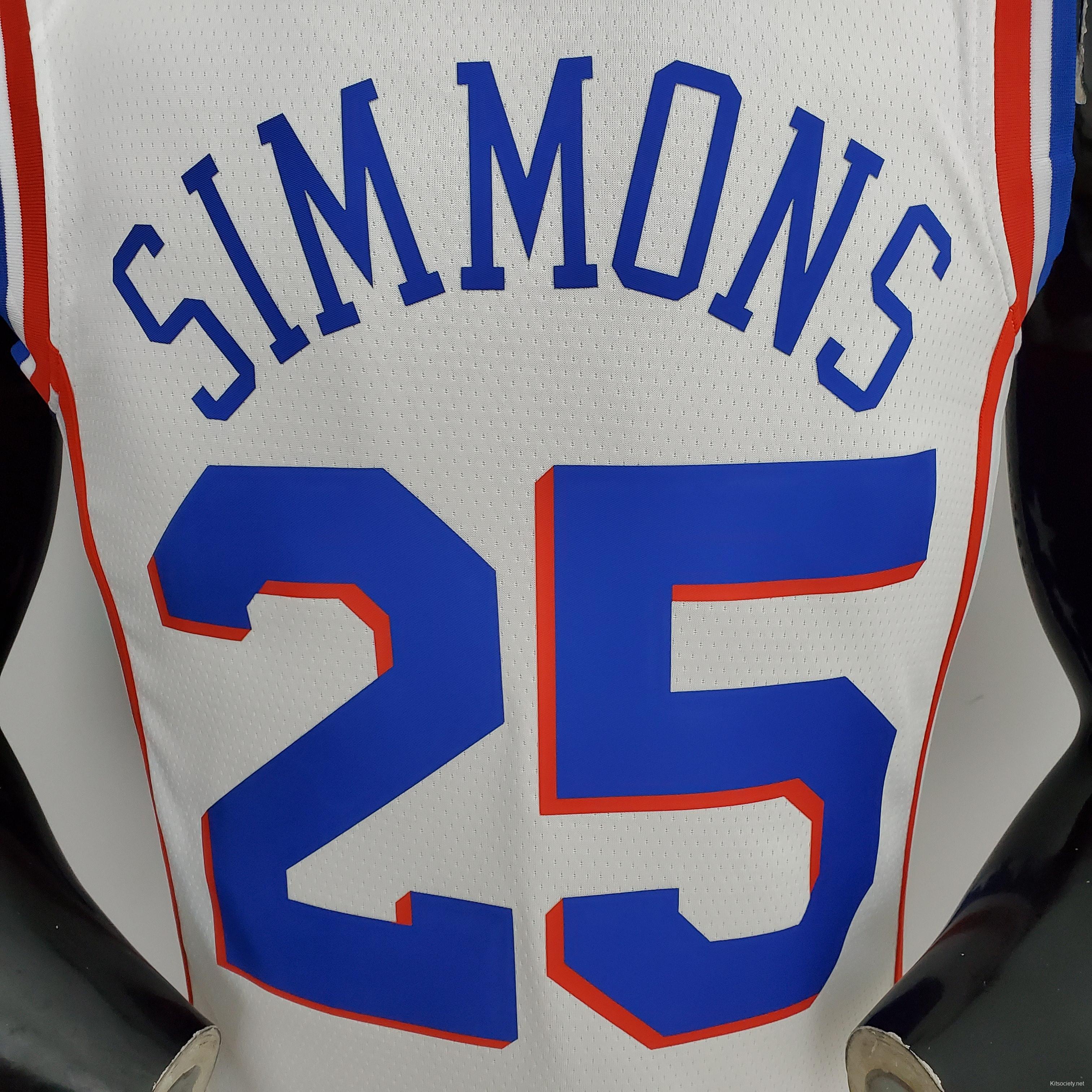 75th Anniversary Philadelphia 76ers SIMMONS#25 Blue NBA Jersey - Kitsociety