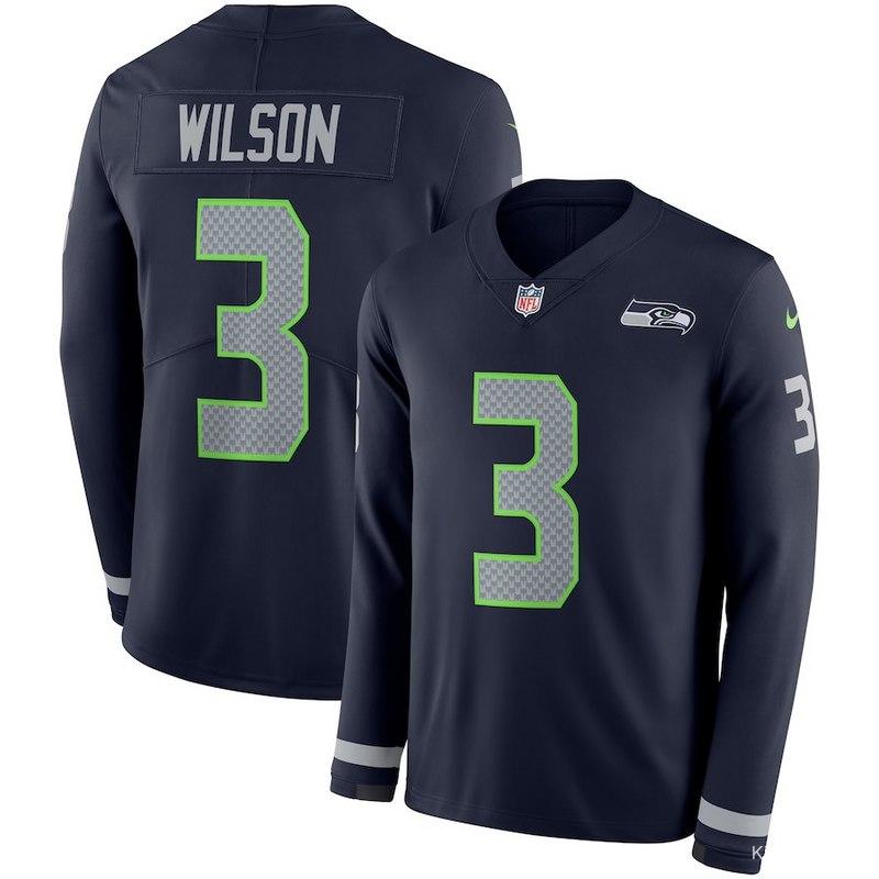 Men's Russell Wilson Black Therma Long Sleeve Player Limited Team