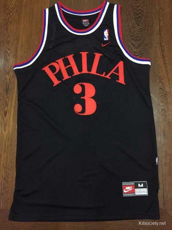 Men's Allen Iverson Black Retro Classic Team Jersey - Kitsociety