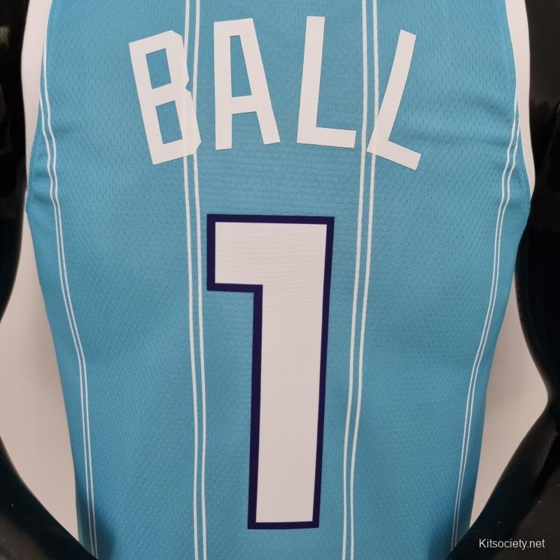 2022 BALL#1 Charlotte Hornets City Edition Blue NBA Jersey - Kitsociety