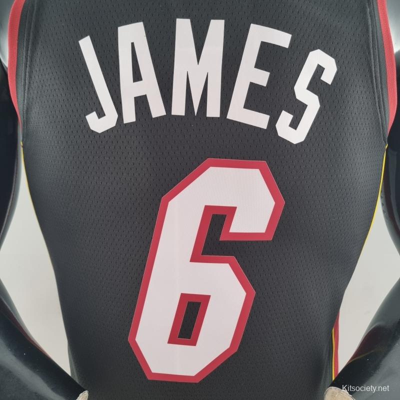 75th Anniversary Miami Heat JAMES #6 Black NBA Jersey - Kitsociety