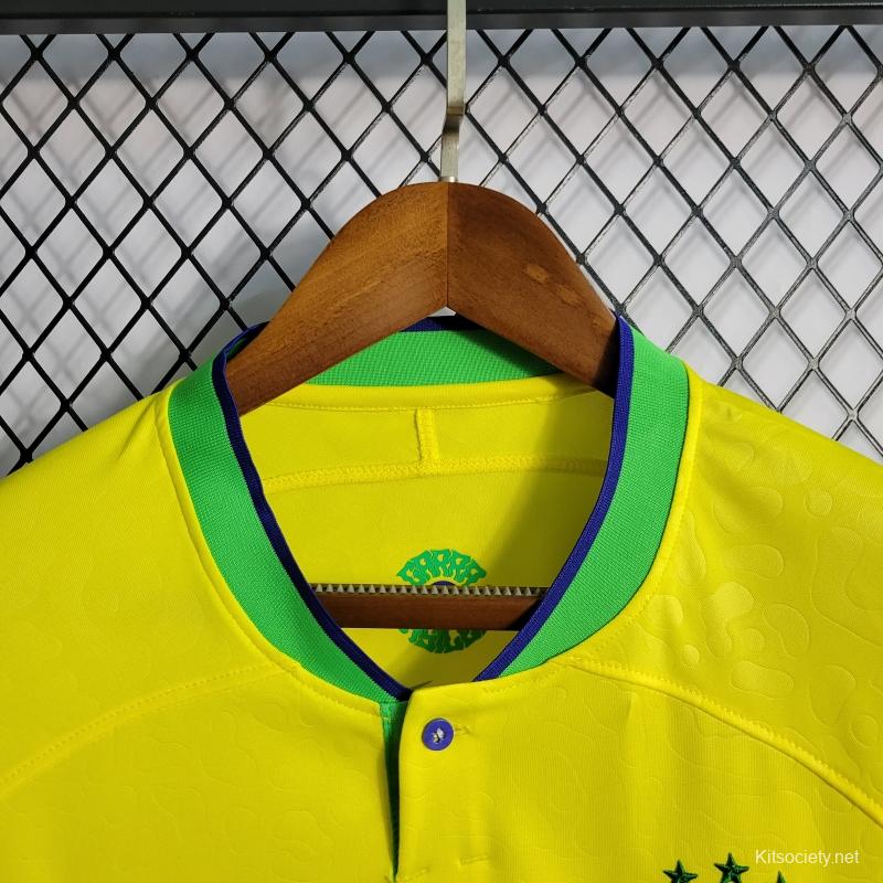 2022 Brazil Home National Team World Cup Soccer Jersey With Special Dragon  Namesets - Kitsociety