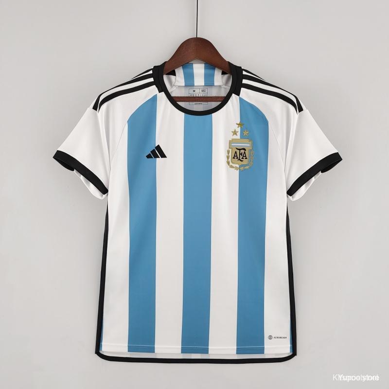 Lionel Messi Argentina 2022-23 World Cup Final Winners Edition 3 Stars Home  Jersey - JERSEY DFA