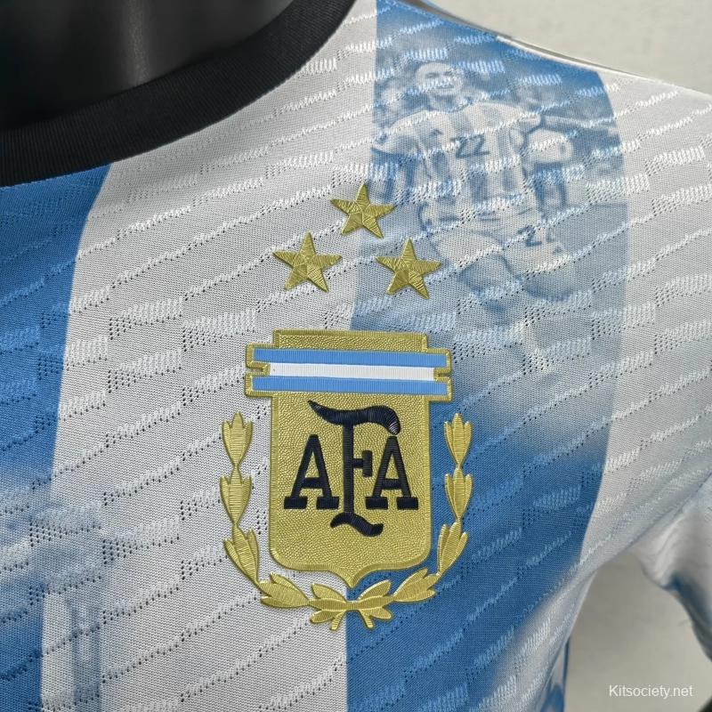 3 Stars 2022 Argentina Home Jersey CAMPEONES DEL MUNDO Printing - Kitsociety