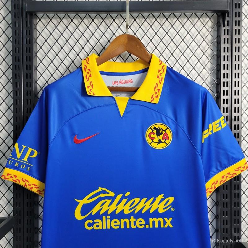 23-24 Club America Away Blue Soccer Jersey - Kitsociety