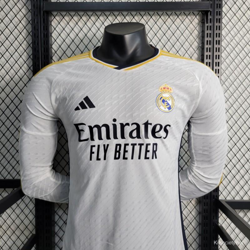 Long Sleeve Real Madrid 23/24 Home Soccer Jersey