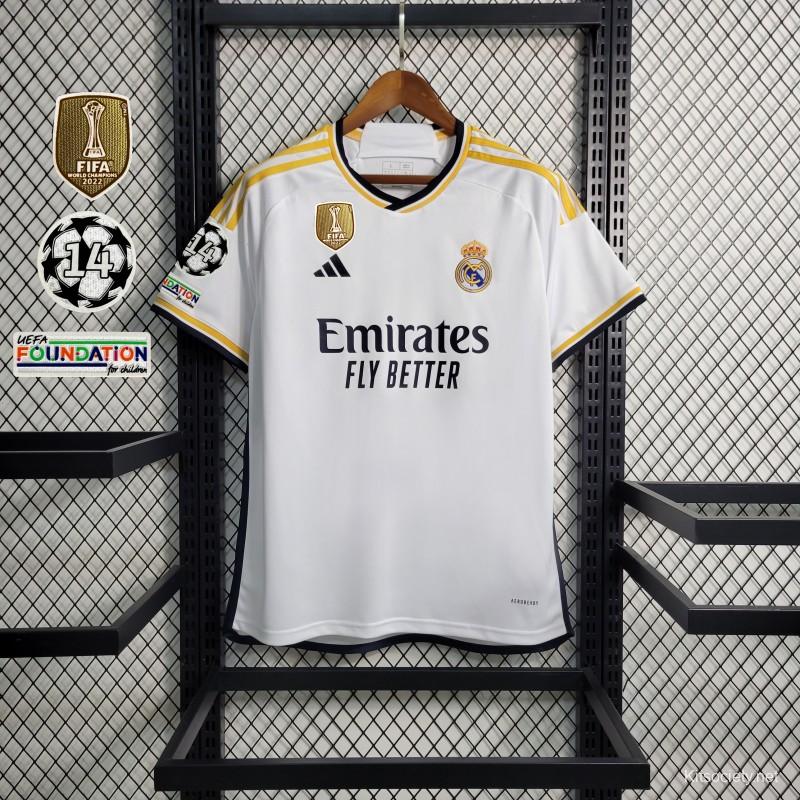 Real Madrid Mens Home Authentic Long Sleeve Shirt 23/24 White - Real Madrid  CF