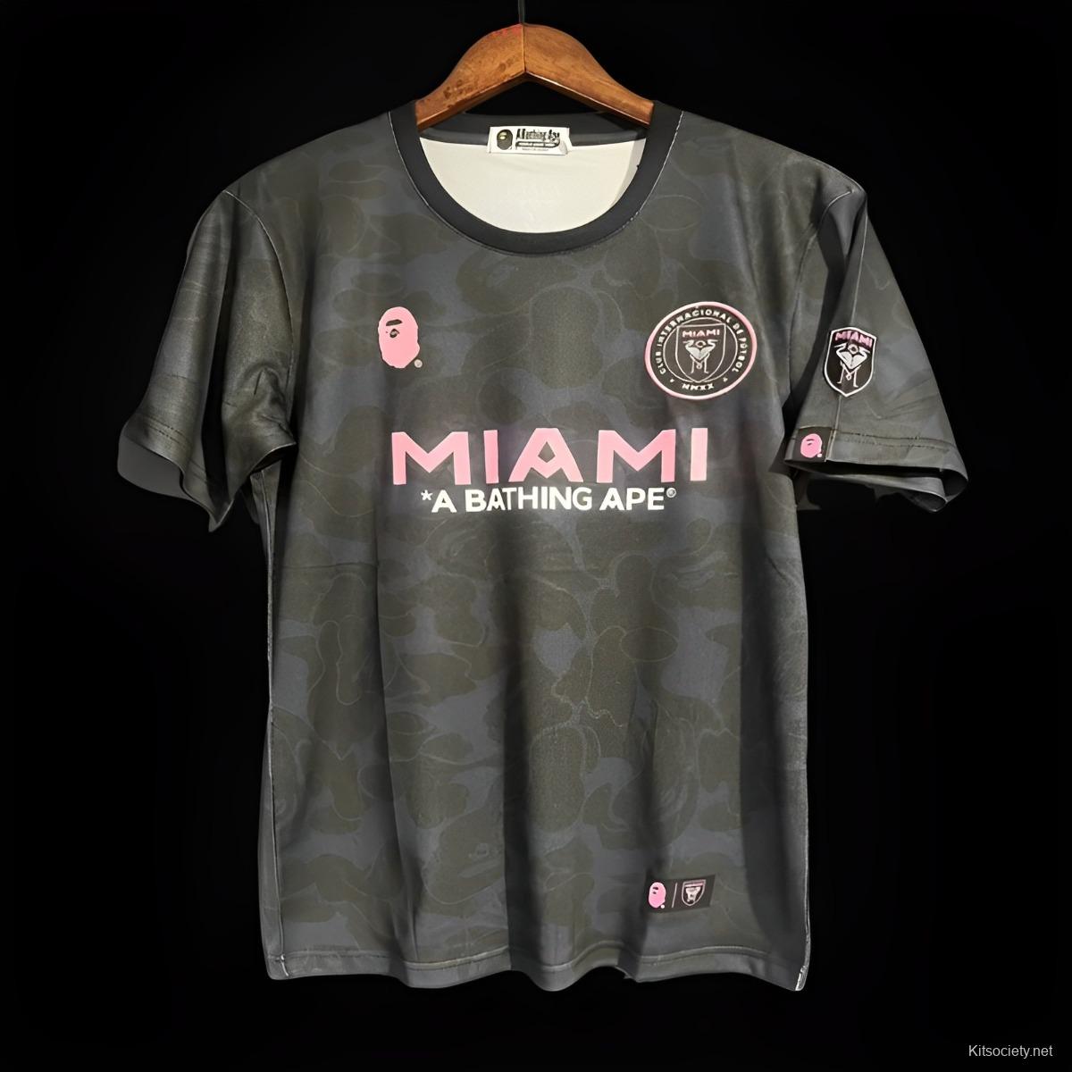 23/24 BAPE x Inter Miami CF Camo Black T-Shirt - Kitsociety